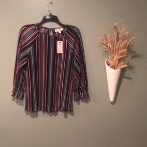 Philosophy Multi-Colored 3/4 Length Sleeve Blouse S. NWT Ruffled End Of Sleeve